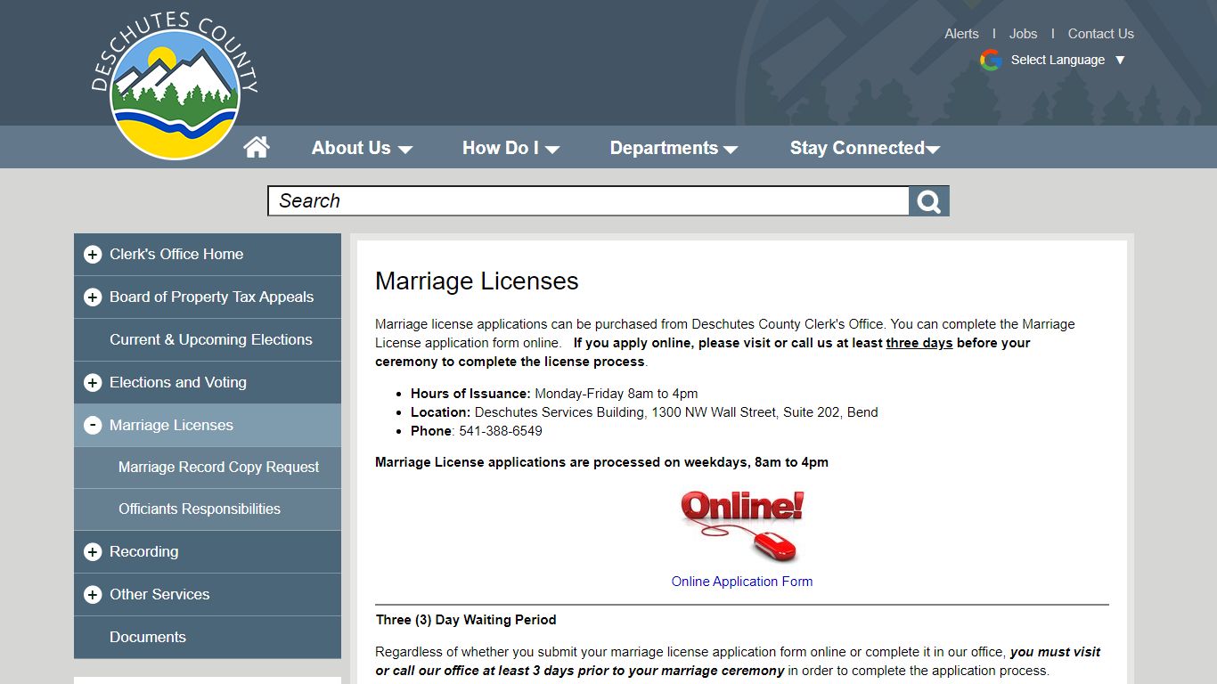 Marriage Licenses | Deschutes County Oregon